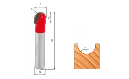 Hohlkehlfräser mit Kugellager Z2 | R9,5 | D19,1 - sautershop