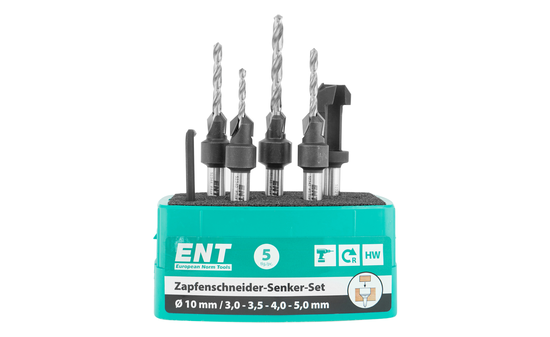 Zapfenschneider-Senker-Set D 10 | D1 3,0-3,5-4,0-5,0 E-52480