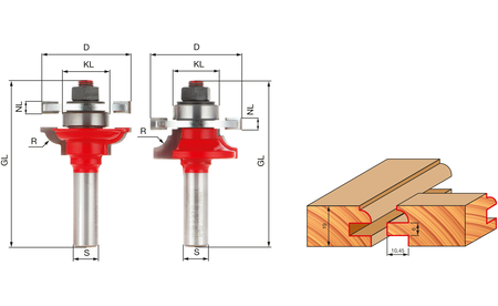freud Profil- & Konterprofil Fräser-Set HW (HM) D42,9 FR-99-26312P 1