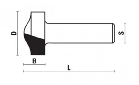 Schwallrandfräser für Corian Ø 25,4 mm KLE-E333-254-R 1
