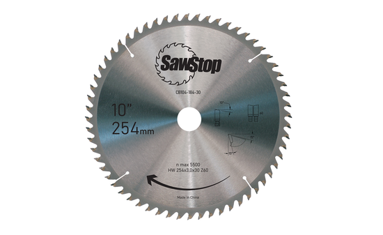 SAWSTOP Sägeblatt 254x3,0/2,0x30, WZ=60 SAW-CB104-184-30