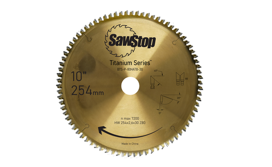 SAWSTOP TITANIUM Sägeblatt 254x3,2/2,4x30, WZ=80 SAW-BTS-P-80HATB-30