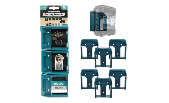 Blaue StealthMounts Akkuhalterungen für Makita 40V XGT, 6 St. STM-BM-MK40-BLU-6