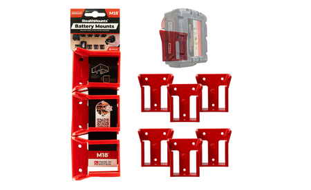 Rote StealthMounts Akkuhalterungen für Milwaukee M18 18V, 6 St. STM-BM-MW18-RED-6