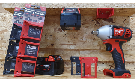 Rote StealthMounts Akkuhalterungen für Milwaukee M18 18V, 6 St. STM-BM-MW18-RED-6 1