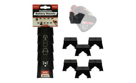 Schwarze StealthMounts Akkuhalterungen für Milwaukee M12, 6 St. STM-BM-MW12-BLK-6