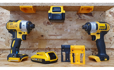 Gelbe StealthMounts Akkuhalterungen für DeWalt XR 20V, 6 St. STM-BM-DW20-YLW-6 1