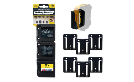 Schwarze StealthMounts Akkuhalterungen für DeWalt 12V, 6 St. STM-BM-DW12-BLK-6