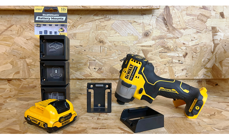 Schwarze StealthMounts Akkuhalterungen für DeWalt 12V, 6 St. STM-BM-DW12-BLK-6 1