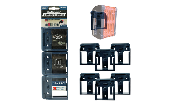 Blaue StealthMounts Akkuhalterungen für Bosch 18V, 6 St. STM-BM-BO18-BLU-6