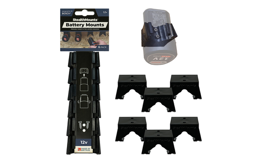 Schwarze StealthMounts Akkuhalterungen für Bosch 10.8/12V, 6 St. STM-BM-BO108-BLK-6