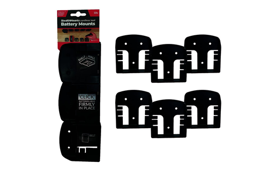 Schwarze StealthMounts Akkuhalterungen für CAS, 6 St. STM-BM-CAS18-BLK-6