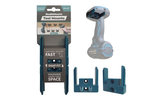Blaue StealthMounts Werkzeughalterungen für Makita LXT, 4 St. STM-TM-MK18-BLU-4