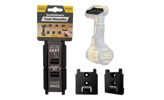 Schwarze StealthMounts Werkzeughalterungen für DeWalt XR, 4 St. STM-TM-DW18-BLK-4