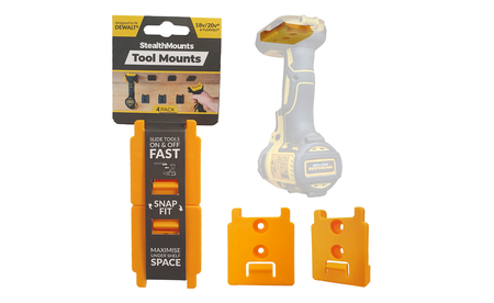 Gelbe StealthMounts Werkzeughalterungen für DeWalt XR, 4 St. STM-TM-DW18-YLW-4
