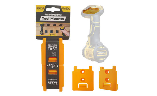 Gelbe StealthMounts Werkzeughalterungen für DeWalt XR, 4 St. STM-TM-DW18-YLW-4