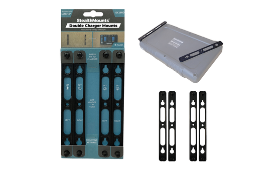 Schwarze StealthMounts Halterung für Makita Doppel-Ladegerät, 2 St. STM-CMC-MK-B