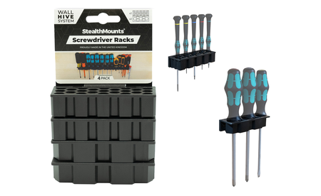 StealthMounts Wand-Organizer für Schraubendreher, 4 St. STM-WH-BLK-SD-4