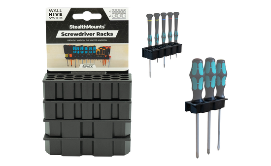 StealthMounts Wand-Organizer für Schraubendreher, 4 St. STM-WH-BLK-SD-4
